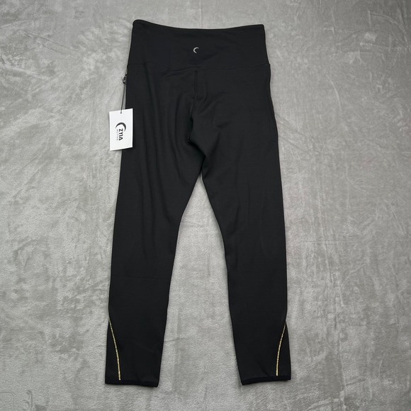 Zyia Light N Tight Leggings Women 6-8 Black Gold Reflective Hi- Rise 7/8 24" New - Picture 2 of 10